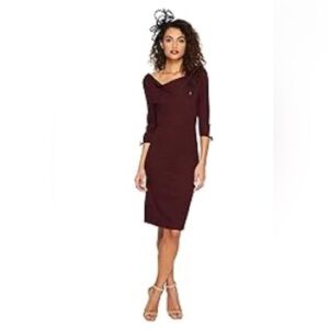 Unique Vintage Women’s Carmen 1/2 Sleeve Wiggle Dress, Merlot, Size Small, NWT